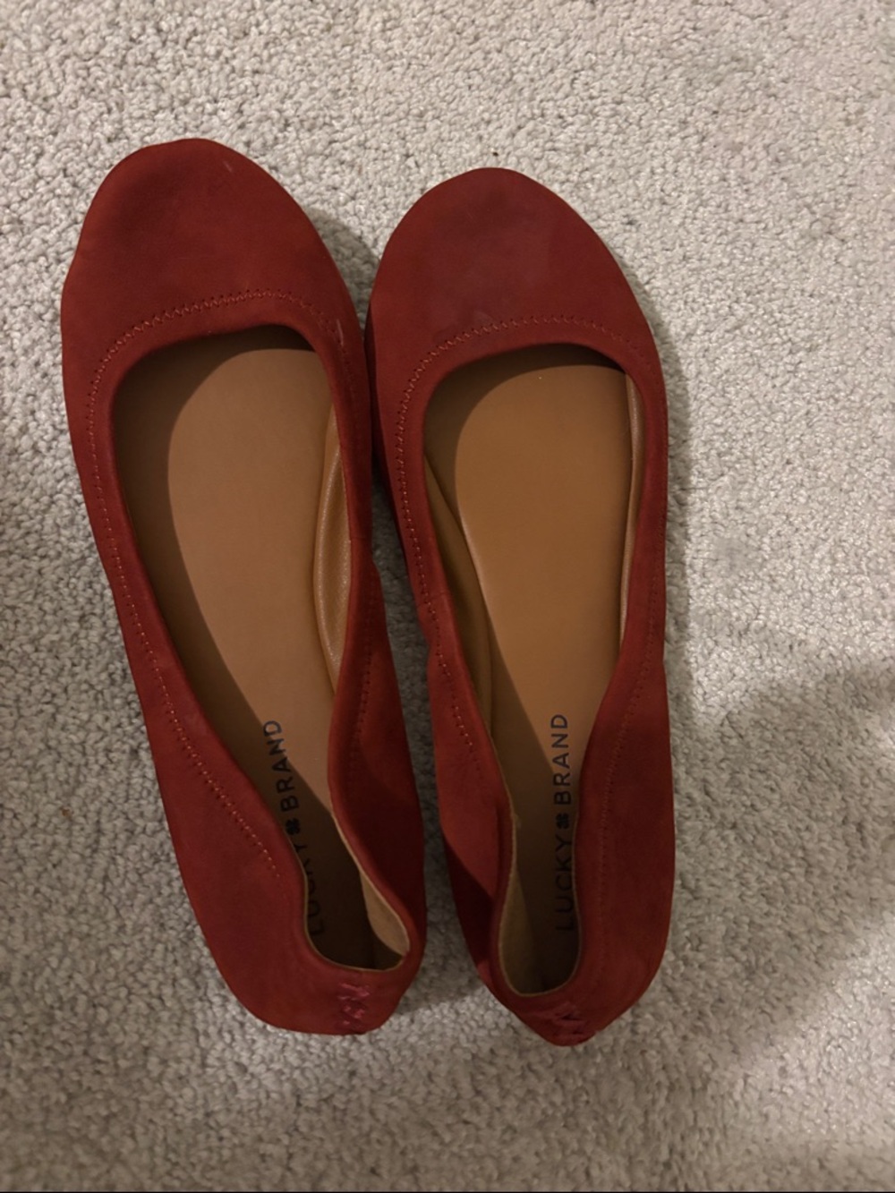 Lucky Brand Women's Brick Red Suede Ballet Flats